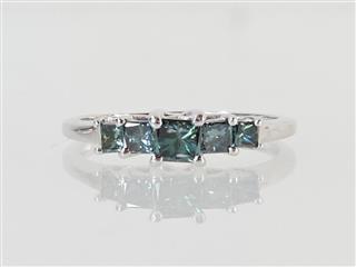14K White Gold APX 3/4 CTW Princess Blue Diamond Ring Sz 8.5